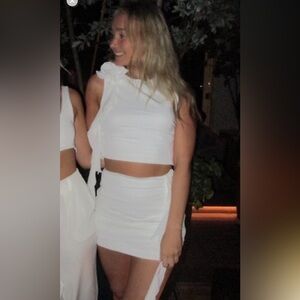 Abercrombie & Fitch Cascading Ruffle White Two-Piece Set Size Small